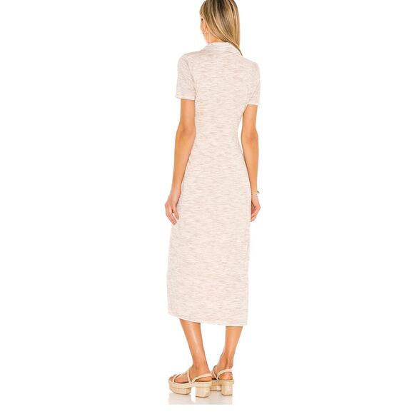Lovers and Friends Kayce Midi Dress Jersey Knit Button Down Marled Natural Med - Picture 3 of 16
